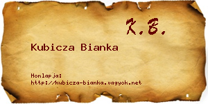 Kubicza Bianka névjegykártya